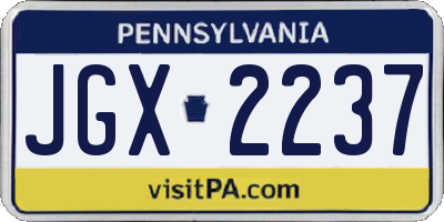 PA license plate JGX2237