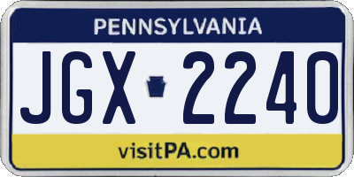 PA license plate JGX2240