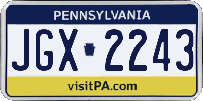 PA license plate JGX2243