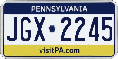 PA license plate JGX2245