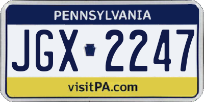 PA license plate JGX2247
