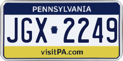 PA license plate JGX2249