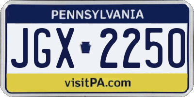 PA license plate JGX2250