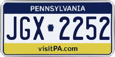 PA license plate JGX2252