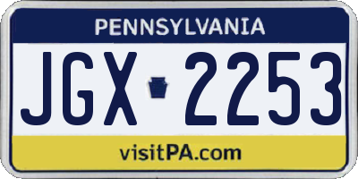 PA license plate JGX2253