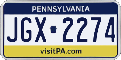 PA license plate JGX2274