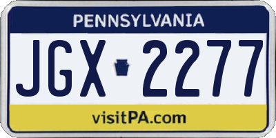 PA license plate JGX2277