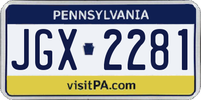 PA license plate JGX2281