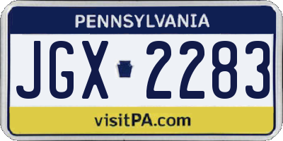 PA license plate JGX2283