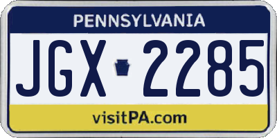 PA license plate JGX2285