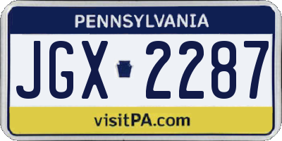 PA license plate JGX2287