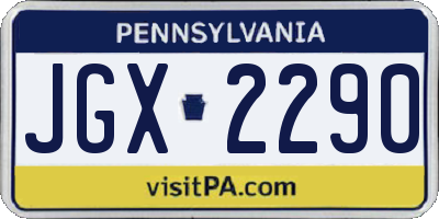 PA license plate JGX2290