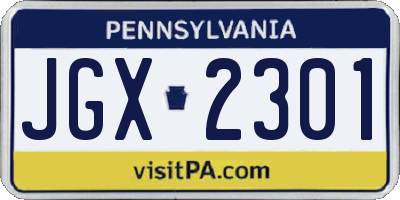PA license plate JGX2301