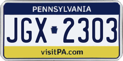 PA license plate JGX2303
