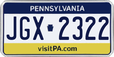 PA license plate JGX2322