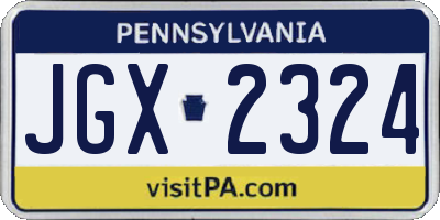 PA license plate JGX2324
