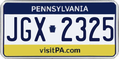 PA license plate JGX2325