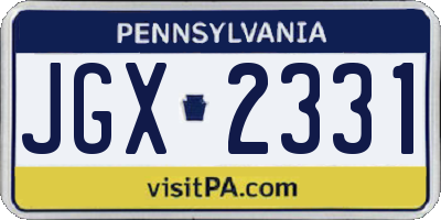 PA license plate JGX2331