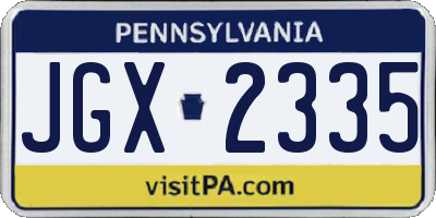PA license plate JGX2335
