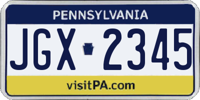 PA license plate JGX2345