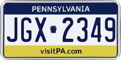 PA license plate JGX2349