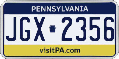 PA license plate JGX2356