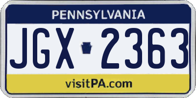 PA license plate JGX2363