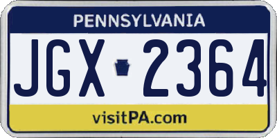 PA license plate JGX2364