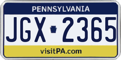 PA license plate JGX2365