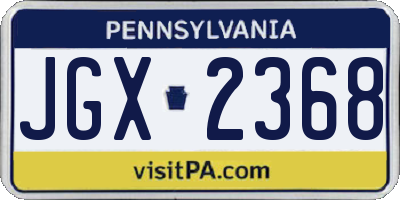 PA license plate JGX2368