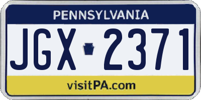 PA license plate JGX2371