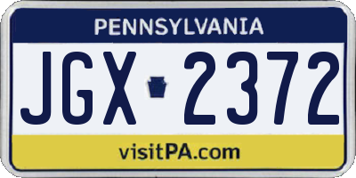 PA license plate JGX2372