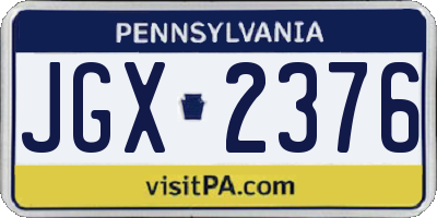 PA license plate JGX2376