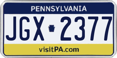 PA license plate JGX2377