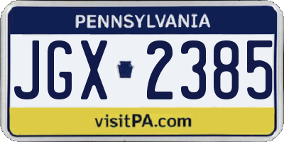 PA license plate JGX2385