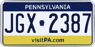 PA license plate JGX2387