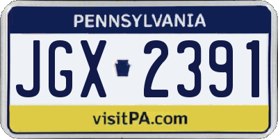 PA license plate JGX2391