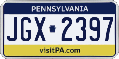 PA license plate JGX2397