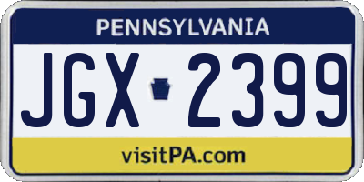 PA license plate JGX2399