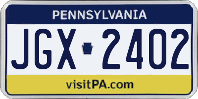PA license plate JGX2402