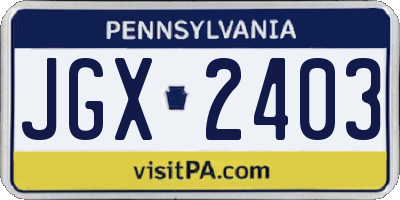 PA license plate JGX2403