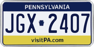 PA license plate JGX2407