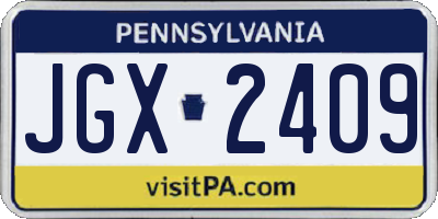 PA license plate JGX2409