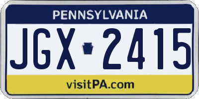 PA license plate JGX2415