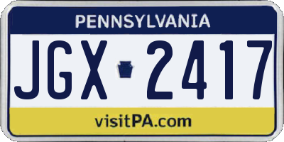 PA license plate JGX2417