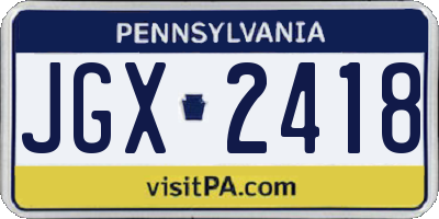 PA license plate JGX2418