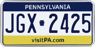 PA license plate JGX2425