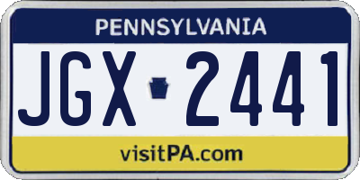 PA license plate JGX2441