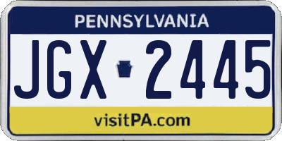 PA license plate JGX2445