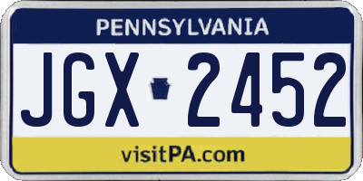 PA license plate JGX2452